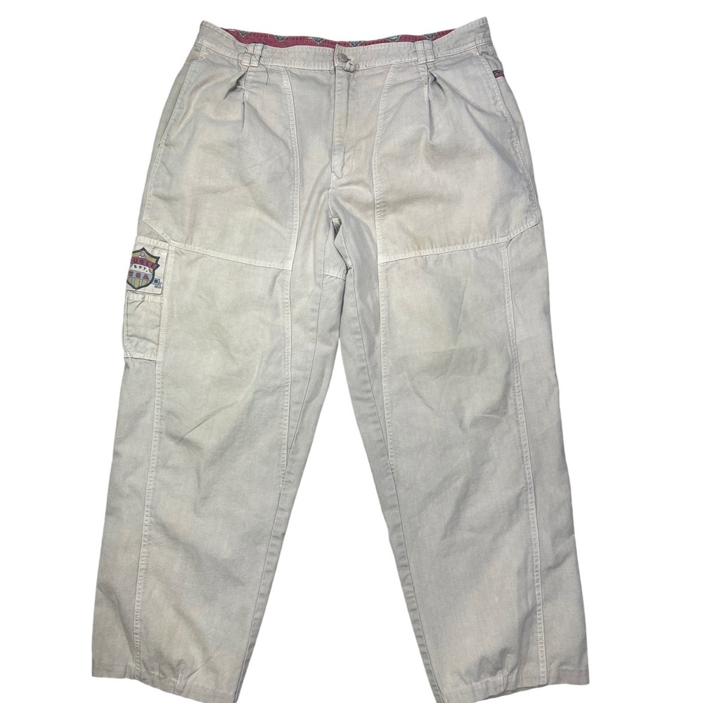 Bugle Boy Cargo Pants Khaki Pleated‎ Relaxed Fit Mens Size Large